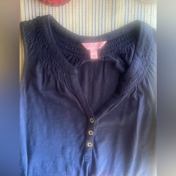 Lilly Pulitzer Mini Dress Size XS Navy Blue tank Sleeveless Buttons From - Picture 5 of 15